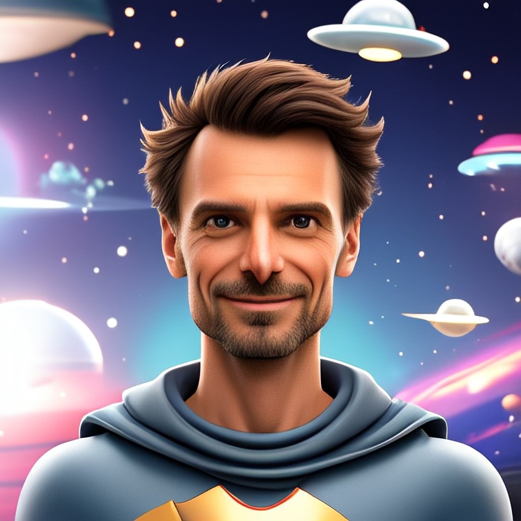 An AI generated image of me in space.